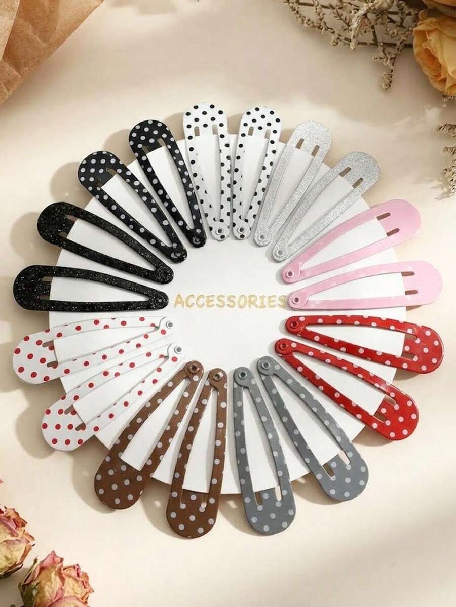 12 Buah Jepit Rambut Anak-Anak Motif Polkadot Warna Solid Gaya Y2K Manis dan Imut, Aksesori Rambut Serbaguna untuk Bermain, Jalanan, dan Pesta
