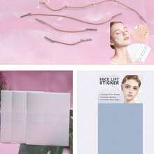 Ansiktsplåster + 4 elastiska rep, transparent osynligt stödbandage, ansiktstejp, käklinje-lyft - Genomskinlig - Visa 4