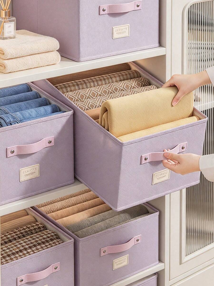 10/1PCSStorage Box,Foldable Rectangular Organizer Bin With Handle, Divided Compartment Clothes Storage Container For Bedroom Closet Large Capacity Foldable Storage Organizer For Bedroom Wardrobe Ideal For Tidying And Arranging Clothes Christmas Gifts
