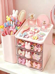 1pc Rabbit Ear Drawer-Style Children's Hair Accessory Storage Box, Jewelry Organizer, Suitable For Storing Necklaces, Bracelets, Rings, Earrings, Gemstones, Wedding And Holiday Gifts - Multicolor - View 2