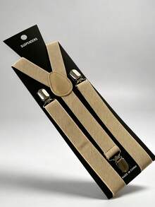 1 Solid Color Men's Suspender, With 3 Strong Clips, Adjustable - Multicolor - View 7