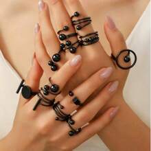 Ins Style Geometric Sphere Ring For Women, Niche Design, Non-Fading Metal Open Ring - Ring Set - View 4