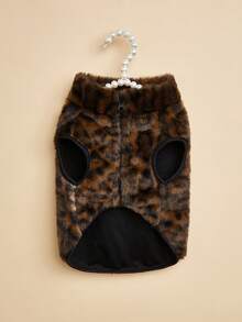 EOO 1pc Cute Leopard Print Cat & Dog Universal Pet Vest, Autumn/Winter Plush Double Layer Pet Clothes - Multicolor - View 3
