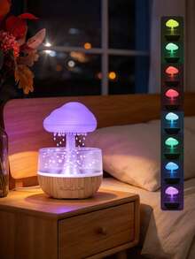 1pc Mushroom Cloud USB Humidifier With 7 Colors LED Night Light, Quiet Ultrasonic Portable Indoor Humidifier, LED Ambient Light For Bedroom, Living Room, Office Desktop Decor, Ideal Holiday Gift - Multicolor - View 5