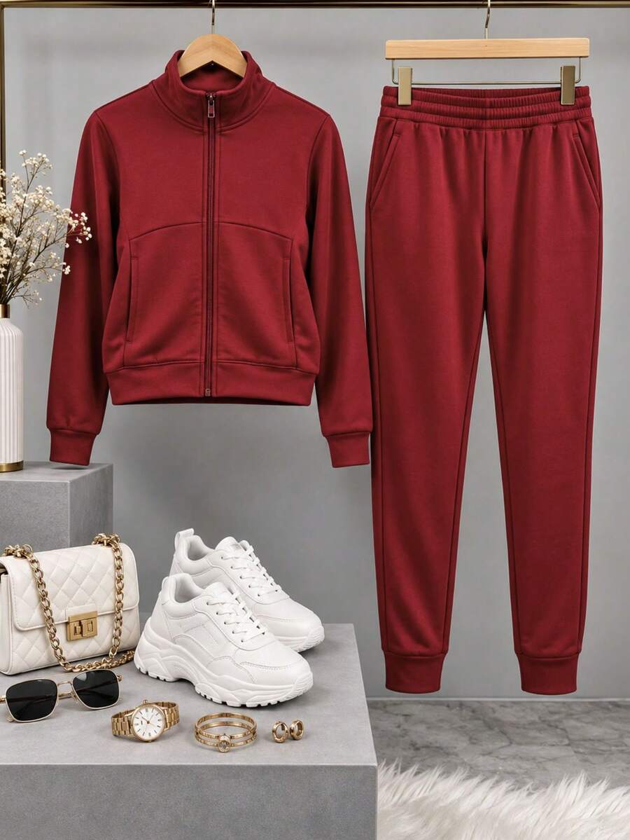 Women Two-Piece Outfits - Red - View 1