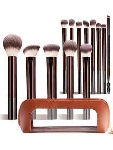 13pcs Long Handle Makeup Brushes With 3pcs Powder Puffs & Makeup Sponge, 1pc Storage Bag, Full Set Of Face & Eye Brushes, Beginner-Friendly Makeup Tool Kit - Multicolor - View 14