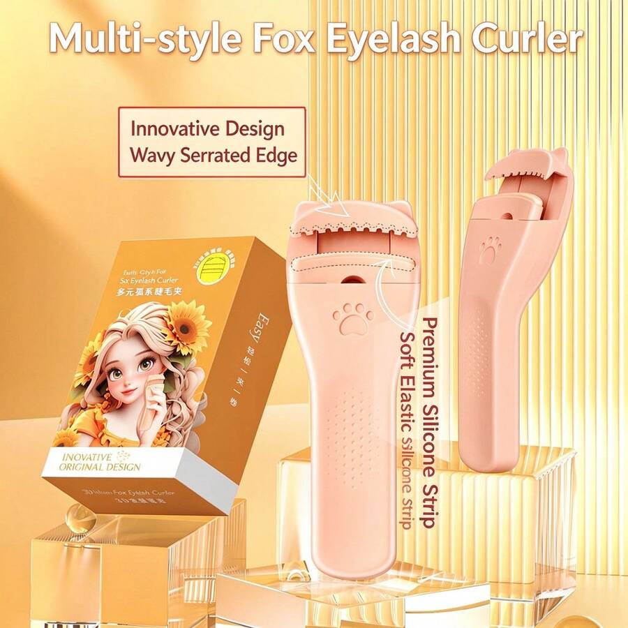 1pc New Fox-Style Wide-Angle Eyelash Curler, One-Clip Curl, Long-Lasting Hold, Creates Natural Curled Arc, Thoughtful Design Doesn't Hurt Eyelashes, Easy-To-Use Eyelash Curler, Effortlessly Get Lively Fox-Style Big Eyes, Essential Makeup Tool For Daily Use