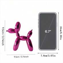 1pc Nordic Style Pink Electroplated Balloon Dog Resin Sculpture Decor, Creative Animal Small Sculpture Resin Craft For Indoor Home - Pink - View 3