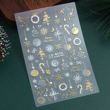 5D Gold Christmas Nail Stickers Self-Adhesive Nail Art Decor - Multicolor - View 6