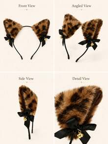1 Piece Leopard Print Halloween Fox Ears – Cute Party Headband – Polyester Animal Ears – Cosplay Headpiece – Wearable, All-Season - Multicolor - View 6