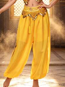 Bohemian Style Coin Decorated Chiffon Harem Pants, Loose Flowy Trousers, Suitable For Fusion And Exotic Style Festival Events (Multiple Colors Available) - Multicolor - View 18