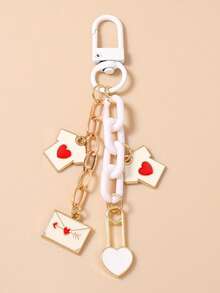1pc Fashion Chunky Chain Heart Keychain, Envelope Clothing Keychain, Bag Charm - Multicolor - View 8