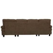 Nubby Upholstery  U-Shaped Sofa, Comfortable Dual Chaise Design With  Upholstered Armrests - Coffee + Wood+Fabric + 4 Seat + Foam - View 9