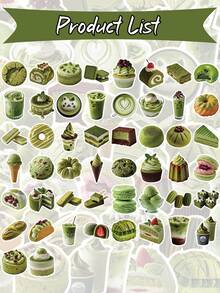 50pcs Matcha Dessert Stickers, Waterproof Vinyl Stickers, Suitable For Water Bottles, Laptops, Scrapbooks, Planner DIY Decoration - Multicolor - View 3