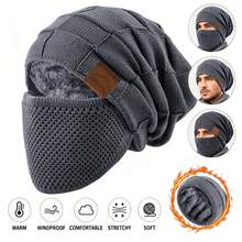 1pc 2026 New Unisex Winter Fleece Cold-Proof Headband 2pcs Set - Elastic Drawstring Closure, Lightweight And Warm, Suitable For Cycling, Skiing, Outdoor Activities, Solid Color Pullover Hat - Multicolor - View 12