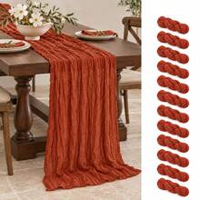 10 Pack Terracotta Cheesecloth Table Runner, Soft Sheer Gauze Fabric, Boho Rustic Table Decor For Wedding Reception, Bridal Shower, Baby Shower, Birthday Party, Thanksgiving, Holiday Events, Farmhouse Dining Table, Table Centerpiece And Home Decor - Multicolor - View 12