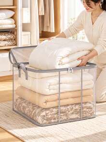 Large Capacity Clothing Storage Bag, Foldable Fabric Storage Box, Organizes Clothes, Wardrobe Organization, Equipped With Reinforced Handles For Easy Dragging; Durable And Waterproof, Foldable And Portable, Suitable For College Dorms, Home, Office And Travel; Ideal Choice For Students And Professionals (Available In Multiple Sizes). - Multicolor - View 4