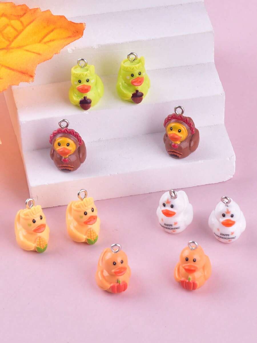 10pcs 3D Mixed Cute Fruit Cake Resin Jewelry Pendants - Multicolor - View 1