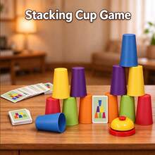 5pcs Colorful Stacking Cups Speed Stacking Competitive Desktop Game Party Interactive Toy Birthday Christmas Easter Party Small Gift Box Holiday Gift Prank Toy 2-Player Battle Casual Educational Toy - Multicolor - View 3