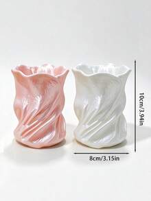 3D Printed Pleated Fabric Makeup Brush Holder, Realistic Fabric Texture With Pearlescent Glazed Finish, Wavy Rim Design. Can Store Makeup Brushes, Lip Gloss And Sample Perfume Bottles, Place On Vanity, Gently Enhance The Delicate Atmosphere Of The Makeup Area. - Multicolor - View 12