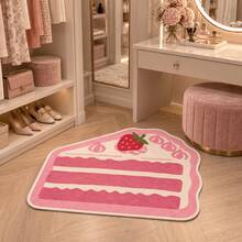 2D Flat Pink Strawberry Cake Pattern Decorative Rug, Bedroom Decor, Small Rug, Carpet, Home Decor, Living Room Rug, Bedroom Rug, Outdoor Rug, Washable Rug, Short Pile Rug, Cutting Error 1-5 Cm - Multicolor - View 4