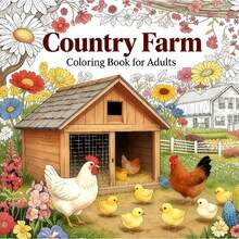 1 Adult Coloring Book Country Farm, Country Farmhouse & Orchard Coloring Pages, Rustic Country Farm Animals & Harvest Scenes, Great Gift For Nature Lovers - Country Farm - View 1