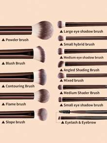 13pcs Long Handle Makeup Brushes With 3pcs Powder Puffs & Makeup Sponge, 1pc Storage Bag, Full Set Of Face & Eye Brushes, Beginner-Friendly Makeup Tool Kit - Multicolor - View 6