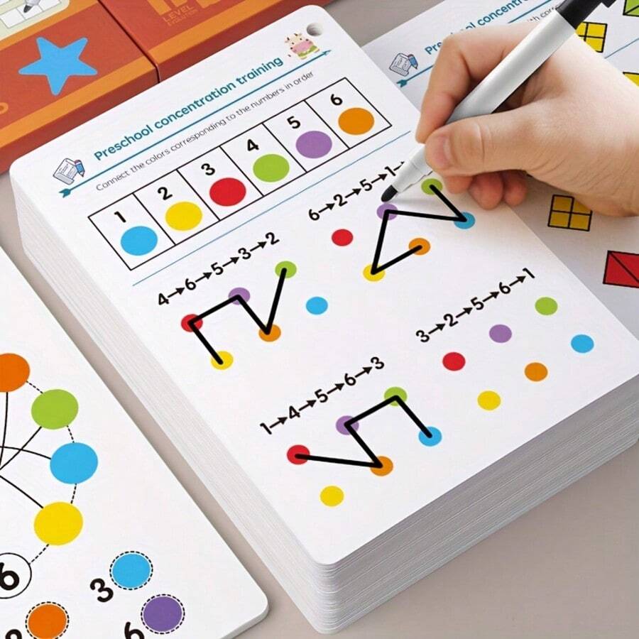 32 Pages Reusable Learning Workbook, Pen Control Training, Comes With 2 Pens + 1 Eraser, Visual Tracking Focus Improvement Interactive Games, Enhance Thinking Ability, Educational Learning Tool, Christmas Gift - A - View 1
