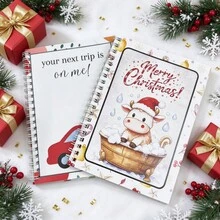 Christmas Gift Card Album, Spiral Bound Cute Calf Christmas Gift Card Storage Book, 12 Sheets Of Fun Themed Inner Pages, Holiday Gift Card Organizer, Christmas Gift For Family And Friends - A - View 8