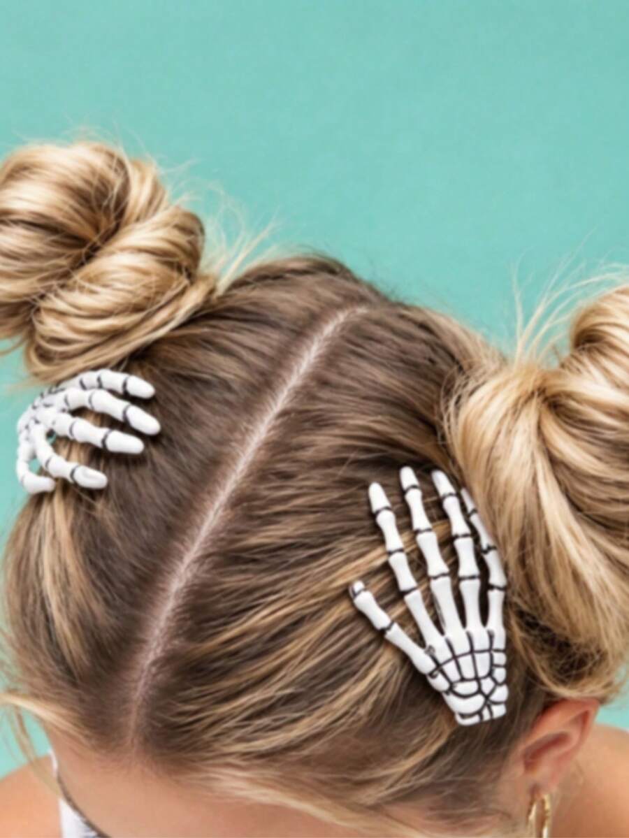 2pcs Halloween Women's Hair Clips, Fun Design Side Clips, Suitable For Party Holiday Decoration, Suitable For Top Hairstyle Styling - Multicolor - View 1