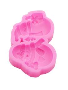 1pc Pink Liquid Silicone Material Silicone Mold Christmas Snowman Silicone Mold For Making Keychain Decor Hanging Ornament Decorative Patch Refrigerator Magnet Plaster Aromatherapy Patch - Christmas Snowman - View 4