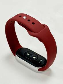 1pc Sports Silicone Watch Band, Compatible With Xiaomi Band 8/9/10/11/NFC Series - Burgundy - View 3