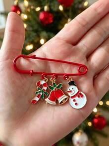 Christmas Reindeer & Christmas Tree Brooch, Candy Cane Safety Pin, Suitable For Sweater Collar, Gift Box Decoration, Holiday Party Outfit & Holiday Accessories - Multicolor - View 13