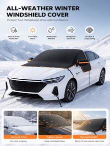 1 Set Thickened Car Windshield Snow Cover, Dual-Use Windshield Sunshade, Snow And Sun Protection, All-Weather Wind And Frost Protection, Save Morning Snow Scraping Time, Comes With Dedicated Storage Bag, Car Accessories - Snow Guard - View 2
