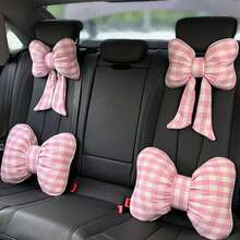 1 Car Headrest Lumbar Support Cushion, Plaid Bow Ribbon Seat Cushion Pillow, Four Seasons Universal Goddess Lumbar Support Cushion - Multicolor - View 2
