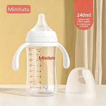 Minitutu 1 buah Botol Bayi PP Anti-Jatuh, Kapasitas 90ML/160ML/240ML (Pilihan Kapasitas), Cocok Untuk Bayi dan Balita - Putih - View 10
