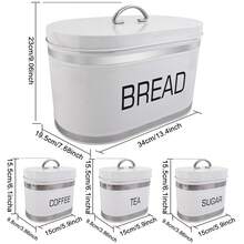 MYROTHCANE 4 Piece Bread Box With Canister Set, Black Metal Kitchen Counter Storage Bins With Stainless Steel Accent, Airtight Food Canisters For Sugar Tea Coffee, Farmhouse Kitchen Decor - Multicolor - View 13