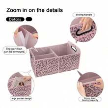 1pc Car Trunk Storage Organizer Box, Universal Vehicle Storage Bin, Foldable Large Capacity Storage Box, Pink/Brown Two Styles Available - A - View 9