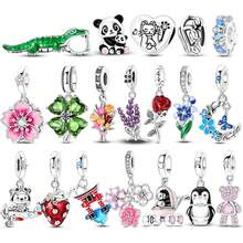 1Pc Sparkling Silver Plated Assorted Design Flowers Animals Charm For Bracelet Necklace Large Hole Spacer Jewelry Making Gift Perfect For Lovely Gifts - Silver - View 2