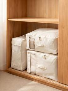 1pc Clothing Storage Bag, Bedding Storage Box, Large Capacity Transparent Window Zipper Storage Bag, Suitable For Down Jackets, Bedding, Blankets, Wardrobe, Bedroom, Dorm, Travel Use, Sturdy Handle, Dust-Proof, Foldable Home Storage Solution - Multicolor - View 4