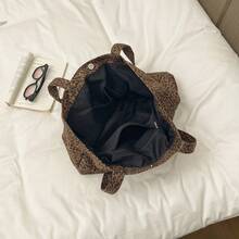 Tas Tote Motif Leopard Vintage Musim Gugur dan Musim Dingin, Tas Bahu Kasual Sederhana Kapasitas Besar, Tas Tangan Modis dan Serbaguna - Motif macan tutul cokelat - View 5