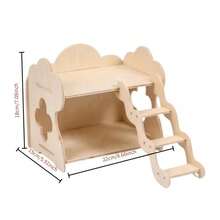 Wooden Hamster Villa House With Hiding Spot And Climbing Ladder, Small Pet Playground Resting House, Cage Habitat Decoration - one-size - View 10