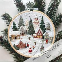 1 Set Christmas Handmade Embroidery Beginner Kit, DIY Craft Material Pack, Colorful, Fabric, All Season, Art Work, Sewing Supplies, Embroidery Supplies, Embroidery Hoop Kit - A - View 5