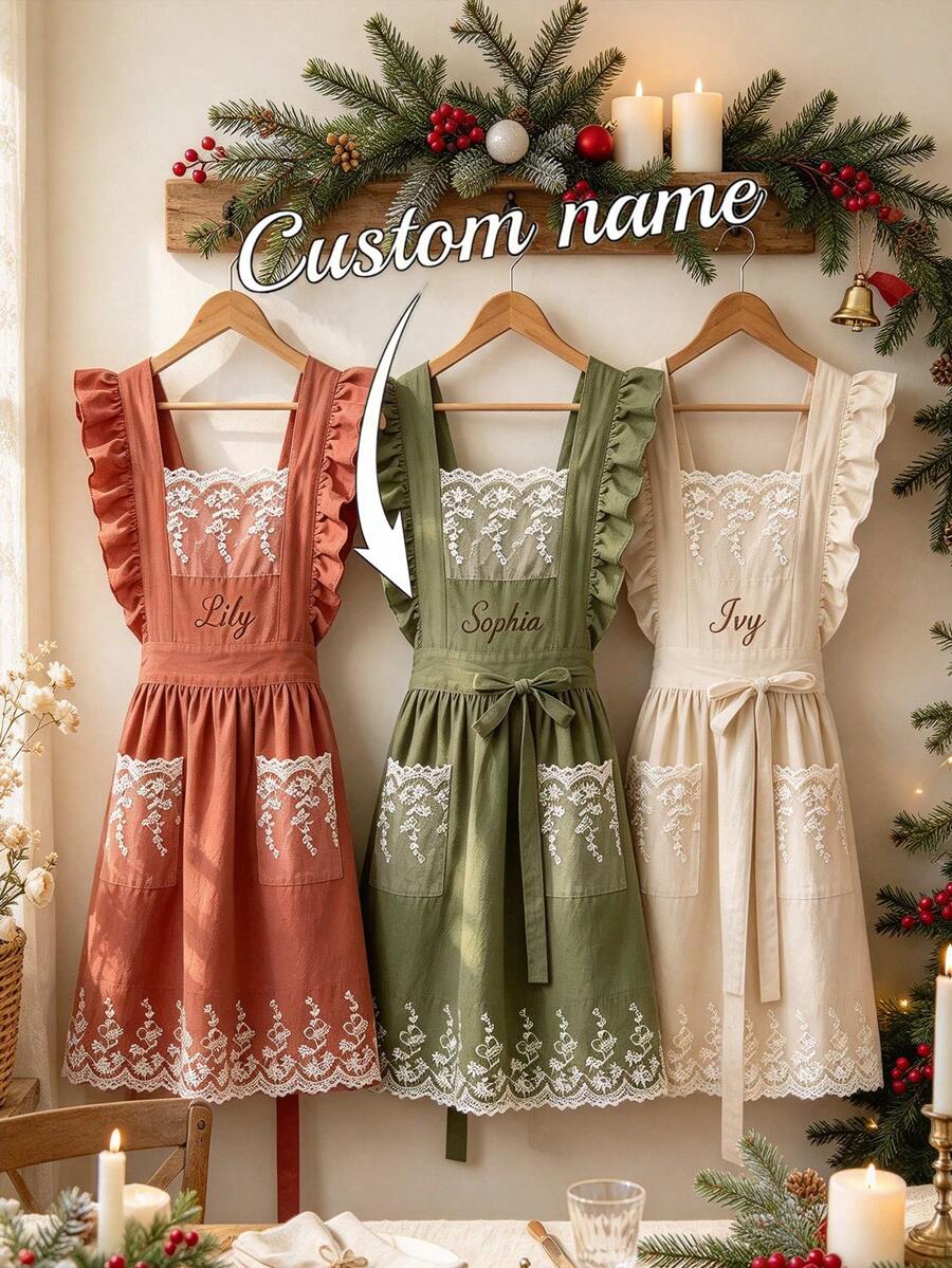Customizable Kitchen Apron - Personalized Design, Photo Or Text - Woven Polyester Cooking Apron, Washable, Warm, Custom, Unique, Personalized, Ideal Gift For Boyfriend, Girlfriend, Family, Friends, Suitable For Sofa, Bed, Car, Tea Room, Bedroom, Living Room, Bathroom, Dining Room And Other Places. - Multicolor - View 1