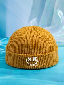 MAKEFGE 1pc Unisex Funny Embroidered Pattern Beanie Hat, Black & White, One Size, Thin Knit, Casual Outdoor Fashion Accessory Suitable For Daily Wear - A - View 26