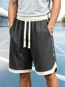 Men's Summer Fashion Sports CasualBermuda Shorts, Sporty Side Pocket Design, Suitable For Daily Wear/Fitness/Travel - Dark Grey - View 11
