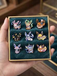 Cute Eeveelutions Enamel Pins Set, Anime Cartoon Eevee Evolution Metal Lapel Badge Brooch, Collectible Pins For Backpack Jacket Hat Gift For Fans - Multicolor - View 1
