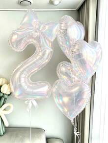 Juego de 6 globos transparentes de colores con números y corazones, incluye globos de números 0-9 de 24 pulgadas decorados con lazos de colores y globos de corazones a juego - Colorido y transparente - Ver 4