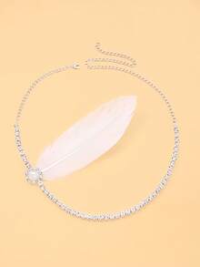STONEFANS 1pc 1920s New Floral Feather Hair Chain Rhinestone Headpiece Versatile Women's Hair Accessories - Multicolor - View 8