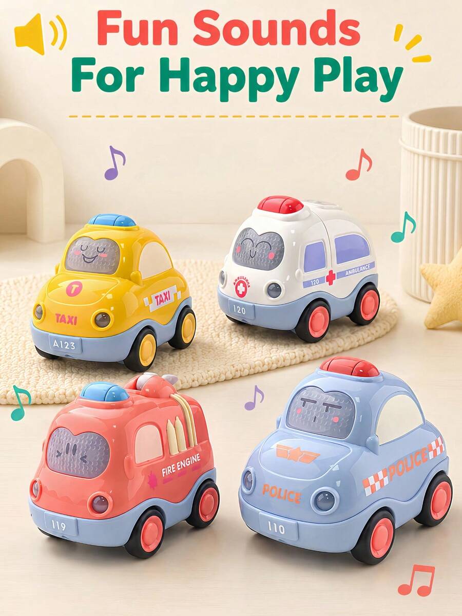 City Sound & Light Inertia Toy Car - Mini Musical Car, Early Education Push Toy For Toddlers, Suitable For Boys And Girls - Multicolor - View 1
